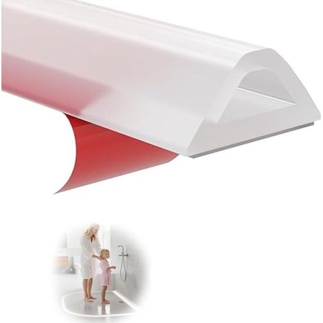 Tira autoadhesiva impermeable para ducha y cocina: protección contra daños por agua, ideal para umbrales y esquinas (transparente, 1 m) (1/5)