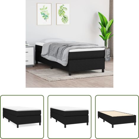 vidaXL Matelas - Cadre de lit à lattes noir 80x200 cm tissu (1/5)