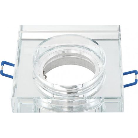 FAB 14338CG49  Vetro Solna da incasso 1xgu10 Quadrato Spessore 2cm Trasparente / Portalampada 2x9x9 Cm Taglio 6 Cm