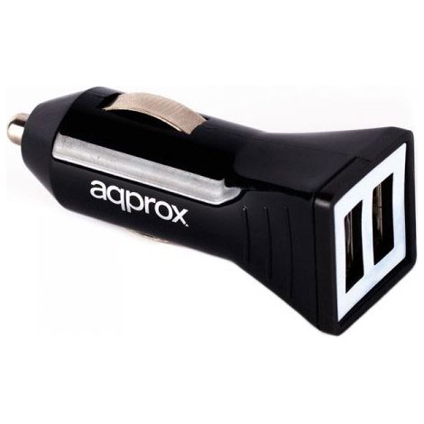 APPROX Cargador Doble USB para Coche (Negro)