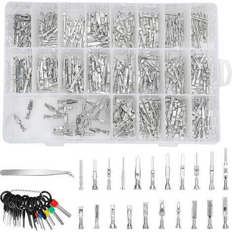 Bornes de connecteur automobile, 21 types – 420 pièces, 1/1,5/1,8/2/2,2/2,3/2,8/3,5 mm, bornes de fil électrique de voiture, broches de fil mâle et femelle, extracteur d'aiguilles à 18 broche (1/5)