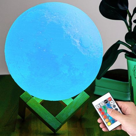 Lampada Tavolo Luna 15cm Luce LED RGB Cambio Colore Moon Lamp USB Telecomando (1/5)