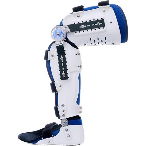 Orthèse réglable genou-cheville-pied, adaptée à la rééducation après une fracture de la jambe gauche, avec support articulé, grande taille. (1/5)
