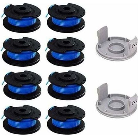 Pack of 10 replacement spools for Ryobi One+ AC14RL3A brush cutters, 18V 24V 40V, Ø 1.6mm, length 20.11m (includes 8 spools and 2 covers) (1/5)