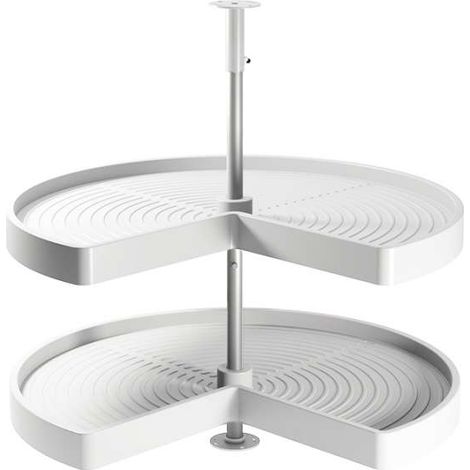 Emuca Set di piatti girevoli 3/4 Shelvo, per modulo da 900 mm, Tecnoplastica e Alluminio, Bianca