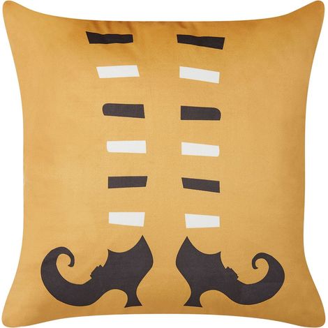 Throw Cushion COVASNA Velvet 45 x 45 cm Orange Abstract Pattern (1/5)