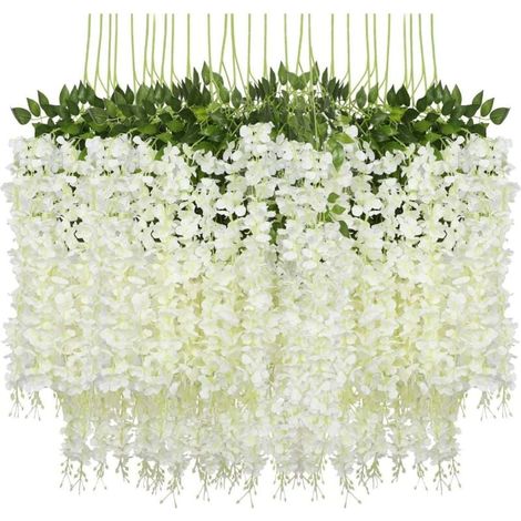 Artificial Flowers, Artificial Wisteria Vines, Faux Silk Flowers for Home Garden Wedding Party Decoration, 24pcs MUMU (1/4)