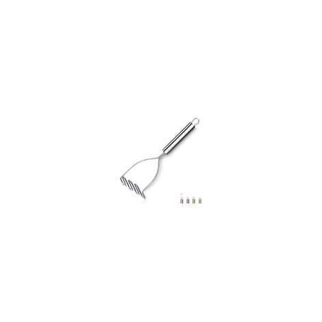 Presse-purée robuste en acier inoxydable de 24,4 cm (9,6 pouces) avec finition polie miroir, outil presse-purée manuel, p (1/5)