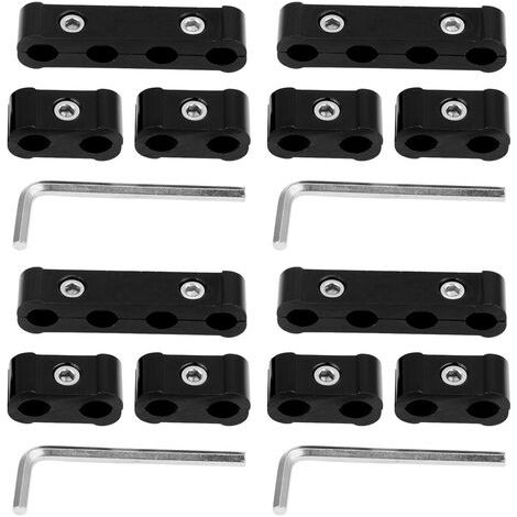 Separador de cables de bujía de aleación de aluminio, 12 piezas, 8 mm, 9 mm, 10 mm, divisor de cables de motor (negro) (1/5)