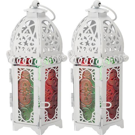 Bougeoir de chteau Vintage en fer de couleur blanche, 2 pièces, ornements de chandelier pour la maison et le mariage (1/5)