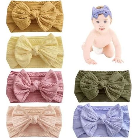 (vert armée, jaune, violet-bleu, curcuma, violet, abricot)Bandeau Bébé - Non spécifié - Lot de 6 - Doux - Multicolore - 0-6 Mois (1/4)