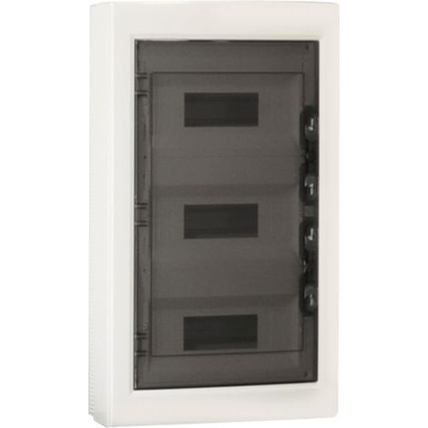 Tableau électrique mural ETTROIT 36 modules IP40, gris RAL 7030, avec porte transparente fumée - DB130936