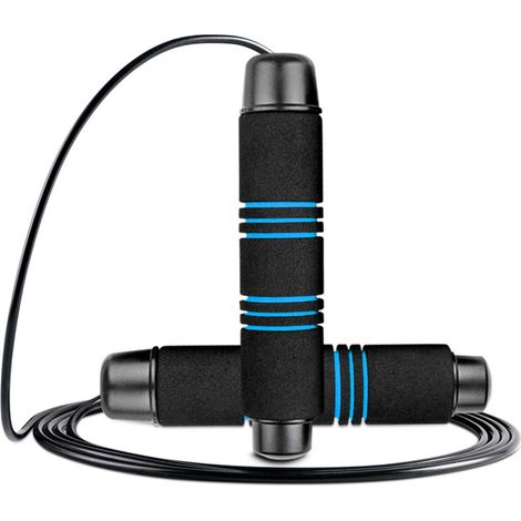 Corde à Sauter - Câble Acier Enduit PVC Réglable - Manches en Mousse Antidérapants - Roulements à Billes Sans Enchevêtrement - Pour Intérieur Extérieur - 1 Pièce (1/5)