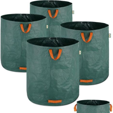 Lot de 4 Sacs de Jardin 500L - Robustes et Hydrofuges - Capacité de Charge 50kg - Vert (1/3)