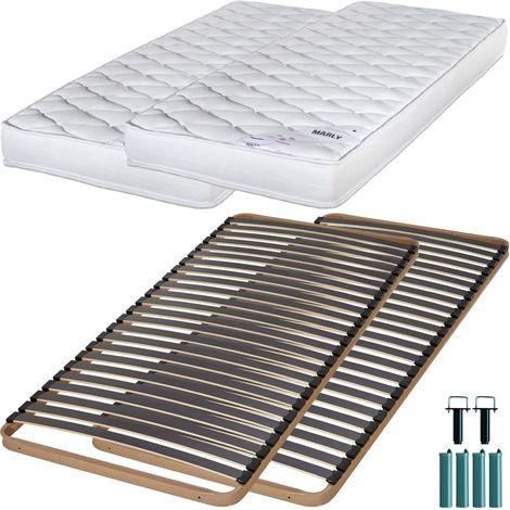 Matelas mousse + Sommier métal C224 2x90x190 Marly - Hauteur 15 cm - Soutien ferme (1/5)