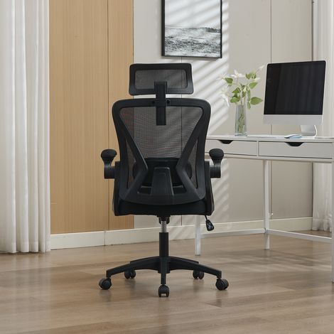 Chaise de bureau ergonomique en maille avec soutien lombaire réglable et appuie-tête - Chaise de bureau haute à dossier haut pour la maison(CHI)
