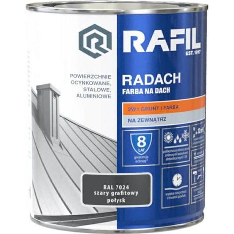 Vernice per tetti Rafil Radach grigio grafite lucido 0,75 l (1/2)