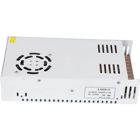 Transformateur/alimentation LED 12 V 100 W-500 W, convertisseur AC110/220 V vers DC12 V avec interrupteur pour ampoules et guirlandes lumineuses. (1/5)
