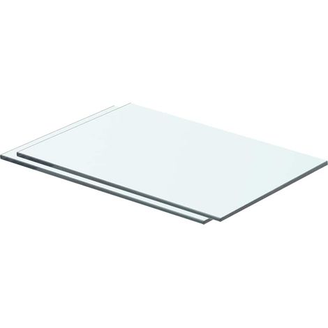 Étagère murale en verre trempé transparent 40 x 20 cm – Lot de 2 étagères flottantes, épaisseur 8 mm, charge max 15 kg (1/4)