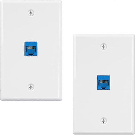 2er-Pack Ethernet-Wanddose mit 1 Port, RJ45 Cat6 Buchse auf Buchse Inline-Koppler-Anschlussdosen, 1-Port-Whiteblue (1/5)