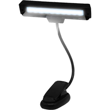 Wiederaufladbare LED-Leseleuchte mit USB-Anschluss für Notenblätter, inklusive Klavierklemme – 21 x 14 cm – Schwarz (1/4)
