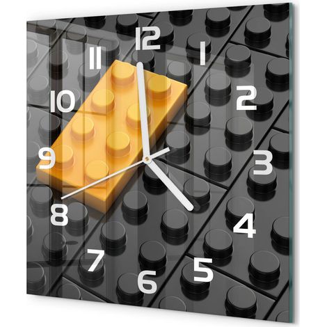 Horloge Murale Carrée Moderne en Verre Mouvement Quartz Silencieux pour Salon Lego 30x30 cm (1/5)