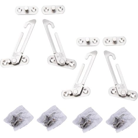 Bloque-fenêtre inox argent sans perçage fenêtre verticale coulissante sécurité qualité pro usage quotidien (1/5)