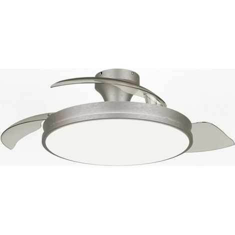 VENTILATORE DA SOFFITTO A PALE RETRATTILI LED DIMMERABILE 2700K 6500K NIKEL