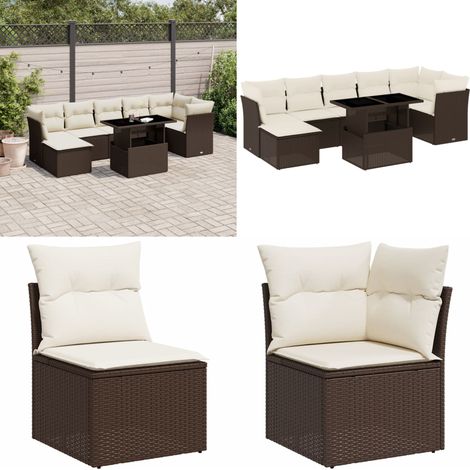 8-tlg. Garten-Sofagarnitur mit Kissen Braun Poly Rattan - Gartenmöbel Set - Esszimmergarnitur - Outdoor Möbel - Lounge Sofa - Rattan Gartenmöbel - Home & Living (1/5)