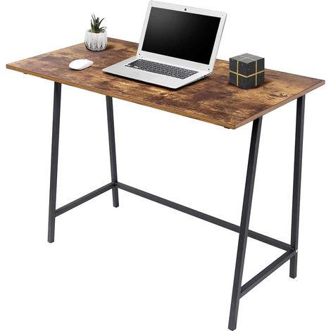 Scrivania Tavolo Porta PC Legno Metallo Casa Ufficio Design Industriale Brown (1/5)