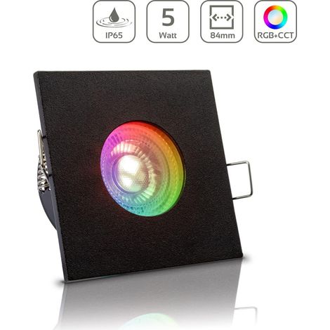 Einbauspot IP65 eckig - Farbe: Schwarz - LED Leuchtmittel: GU10 5W RGB+CCT (1/5)