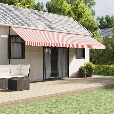 Tissu de remplacement pour auvent-Toile de rechange pour auvent rayures rouges et blanches 446206 (1/5)
