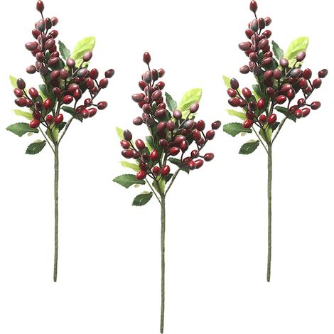 Brindille D'olivier Artificielle - 39 cm - Feuillage en Tissu et Fruit en Mousse - Décor Intérieur Maison Bureau Mariage - Lot de 3 (1/5)