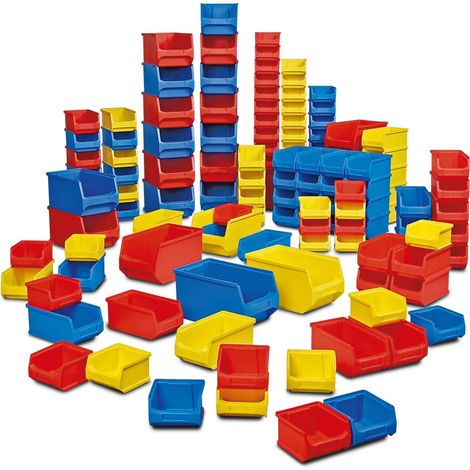 BRB 100-teiliges Sichtkästen-Set PROFI, PP, farbig/blau, gelb, rot, 3 Größen, 55x LB6, 35x LB5, 10x LB4 (1/3)