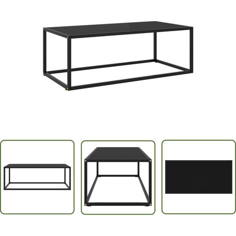 The Living Store Couchtisch Schwarz mit Schwarzem Glas 100x50x35 cm - Couchtisch - Wohnzimmertisch - Schwarzer Couchtisch - Glastisch - Modernes Sofa (1/5)
