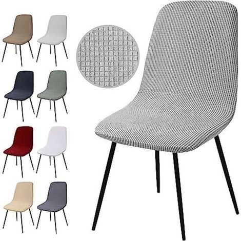 Housse de Chaise Extensible 2 pièces, Housse de Salle à Manger Amovible Lavables Couverture de Chaise en Jacquard Revêtement de Chaise pour Salle à Manger,Hôtel,Décor,Mariage(Y-Gris Argent, 2 Pièces) (1/3)