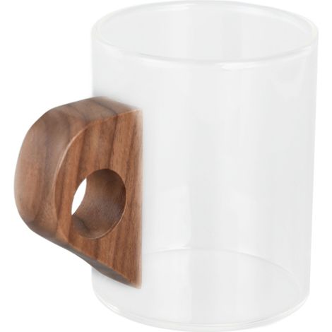 Tasse à café en verre résistante à la chaleur avec poignée en bois, idéale pour maison, voyage, cuisine et restaurant - 200ml (1/5)