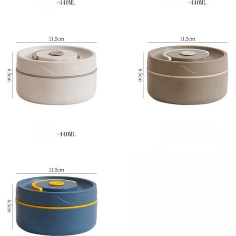 Boîte à lunch 3 pièces - Boîte isotherme - Boîte à lunch portable - Acier inoxydable 304 - Double isolation - Convient pour les plats à emporter avec couvercle refermable - 11,5 cm x 6,5 cm - Diverses (1/5)