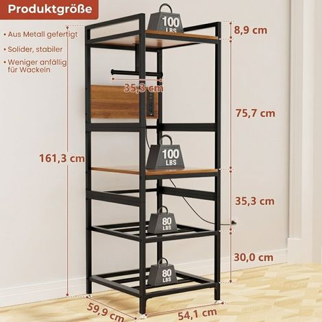 Support 3D imprimante avec rangement filament, cadre métallique robuste, porte-bobine en T, prise électrique intégrée, station de travail ouverte pour maison et atelier