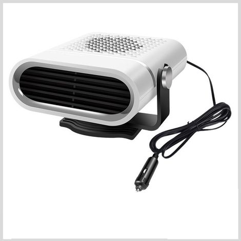 12 V, 120 W, 2-in-1, tragbarer Auto-Heizstrahler mit 360° drehbarer Basis für die Windschutzscheibe des Autos, Weiß