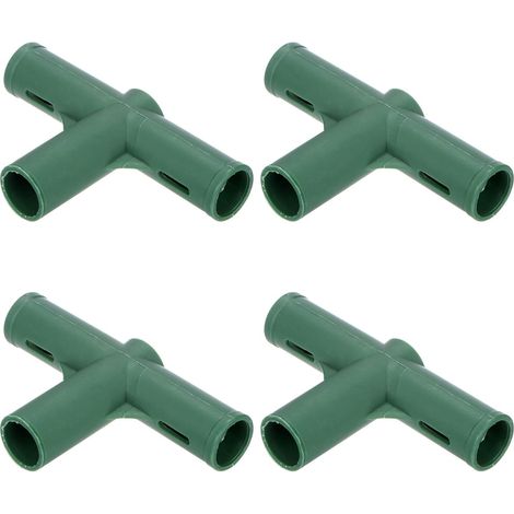 M METERXITY – Lot de 4 connecteurs pour structure de serre (19 mm), raccords de tuyauterie plats à 3 voies pour treillages de vigne, abris pare-soleil et tuteurs de jardin – Accessoires pour serre [Ve (1/5)