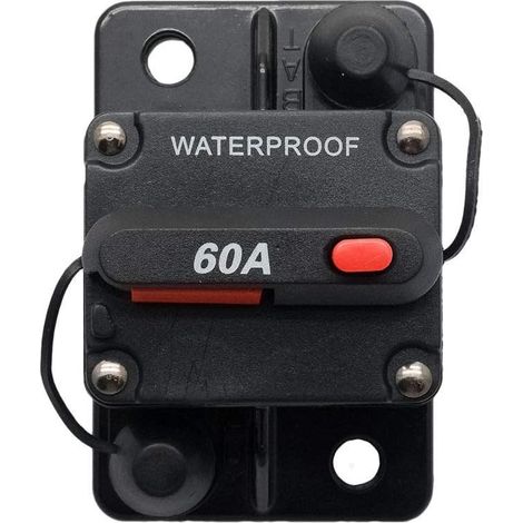 Disjoncteur automatique monobloc avec réinitialisation manuelle pour résistant à l'eau 60 A 12 V-24 V DC pour voiture, bateau, vélo, stéréo (1/2)