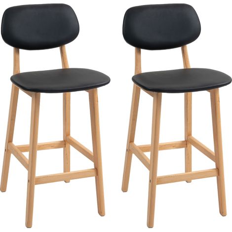 Lot de 2 tabourets de bar PATSY Noir et bois (1/5)