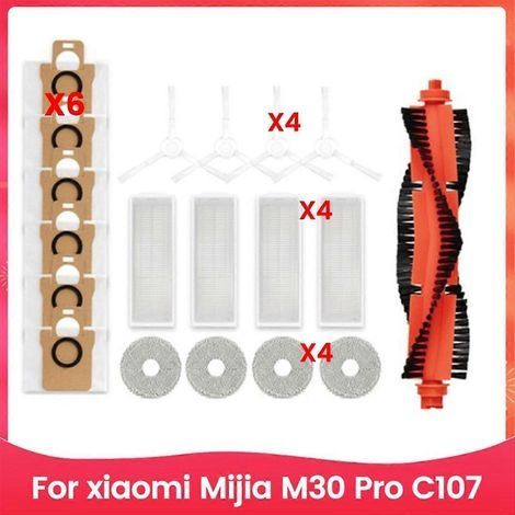 19 pièces d'accessoires pour aspirateur robot Xiaomi Mijia M30 Pro C107 : brosse principale, chiffon de nettoyage, filtre HEPA D (1/5)