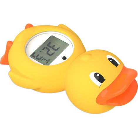 Termómetro de agua con pantalla LED de pato amarillo pequeño para niños, juguete flotante, termómetro para piscina (1/5)