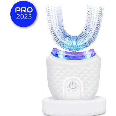 Spazzolino elettrico automatico intelligente a forma di U, sbiancante e pulito, senza contatto, luce UV e blu, rotazione a 360 gradi, 4 modalità, impermeabile. (1/5)