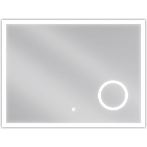 Mexen Kala specchio da bagno retroilluminato con specchietto cosmetico 80 x 60 cm, LED 6000K, antiappannamento (1/5)