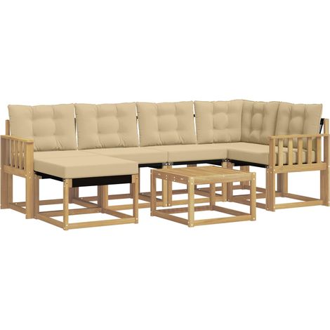 Outdoor Sofa Set 7 pcs White and Beige vidaXL