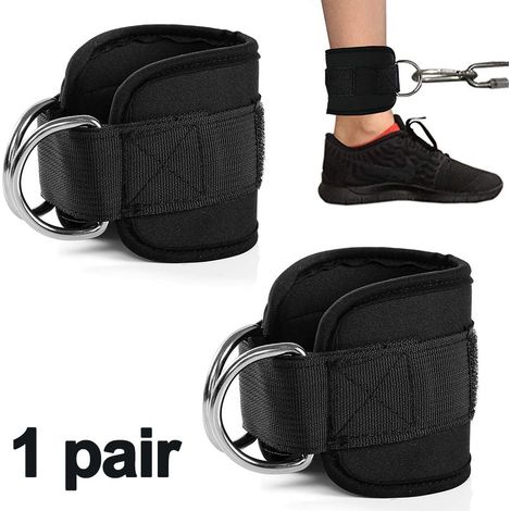 Sangle de cheville pour machines à câbles, idéale pour les extensions de jambes, les flexions et les abductions de hanche, pour hommes et femmes. Support ajustable en néoprène. (1/5)