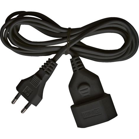 Rallonge électrique prolongateur à prise plate - IP20 NOIR - 5m - H03VVH2-F 2X0,75 (1/3)